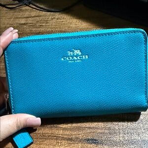 Coach Turquoise Leather Card Holder